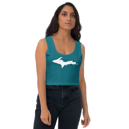 Michigan Upper Peninsula Crop Tank (w/ UP Outline) | Auburn Hills Teal