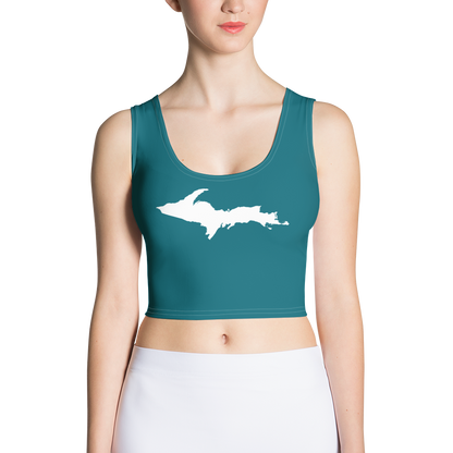 Michigan Upper Peninsula Crop Tank (w/ UP Outline) | Auburn Hills Teal