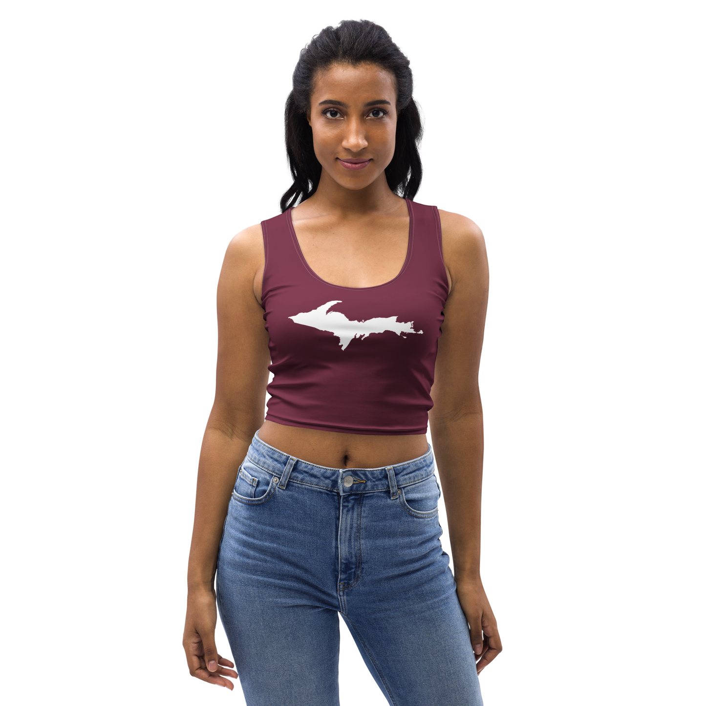 Michigan Upper Peninsula Crop Tank (w/ UP Outline) | Old Mission Burgundy