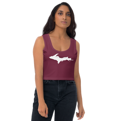 Michigan Upper Peninsula Crop Tank (w/ UP Outline) | Old Mission Burgundy