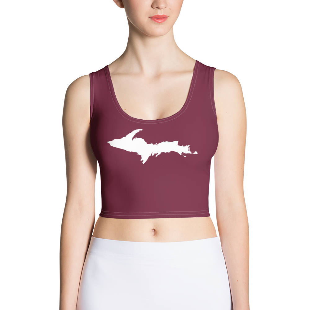 Michigan Upper Peninsula Crop Tank (w/ UP Outline) | Old Mission Burgundy