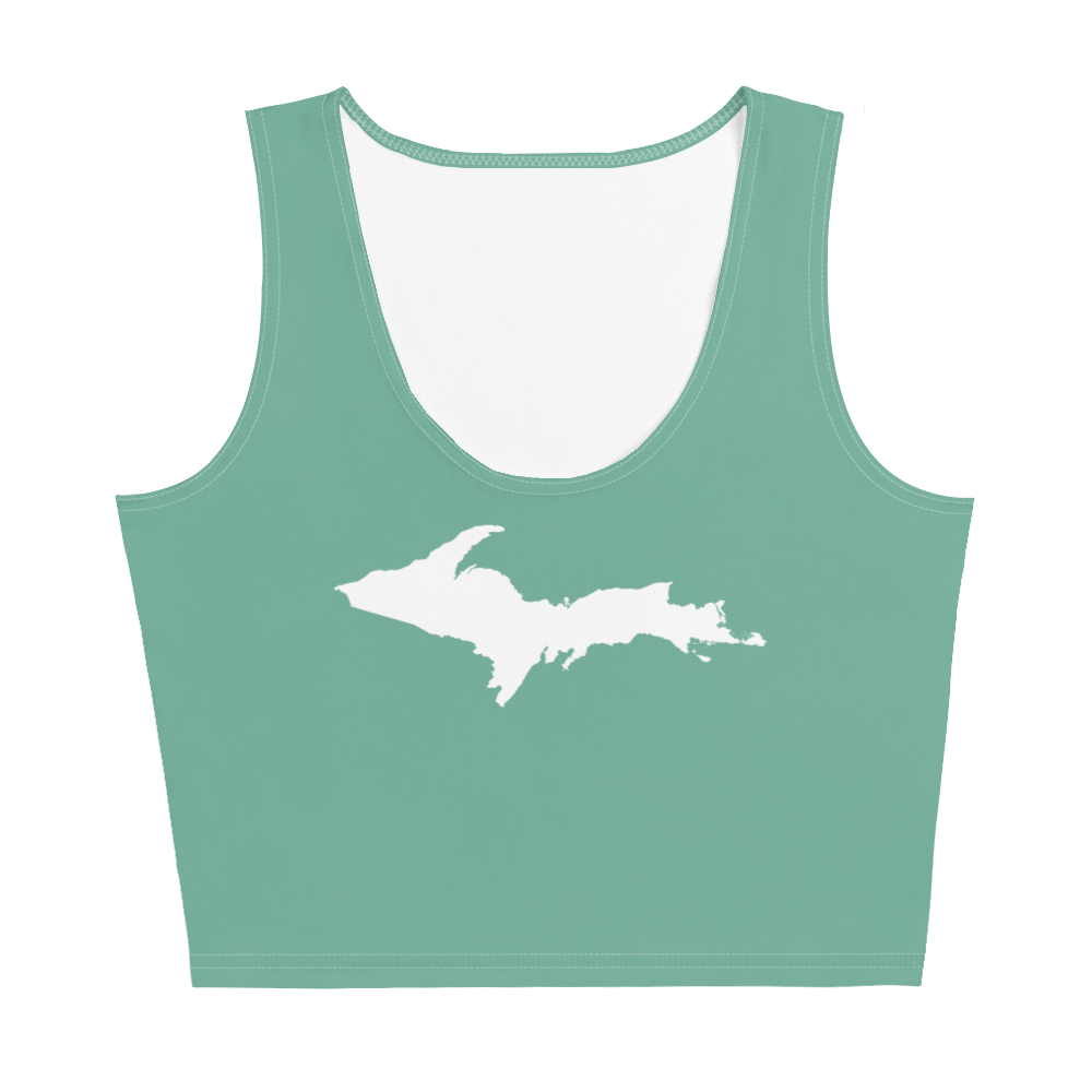 Michigan Upper Peninsula Crop Tank (w/ UP Outline) | Metallic Mint Green