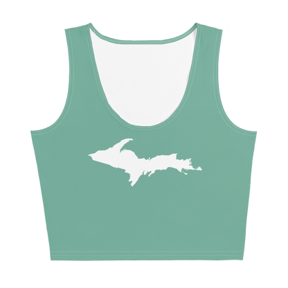 Michigan Upper Peninsula Crop Tank (w/ UP Outline) | Metallic Mint Green