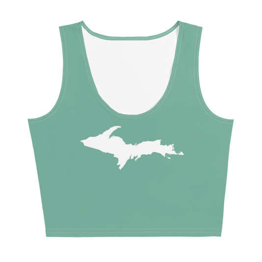 Michigan Upper Peninsula Crop Tank (w/ UP Outline) | Metallic Mint Green