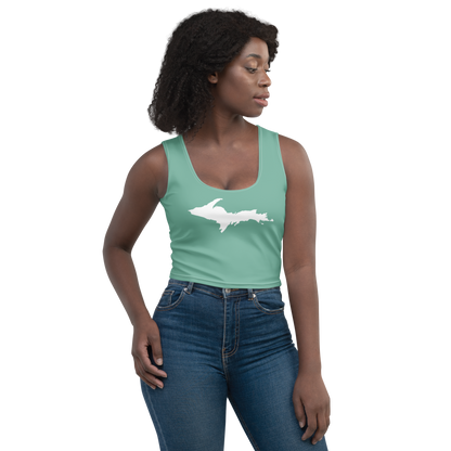 Michigan Upper Peninsula Crop Tank (w/ UP Outline) | Metallic Mint Green