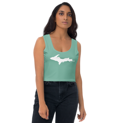 Michigan Upper Peninsula Crop Tank (w/ UP Outline) | Metallic Mint Green