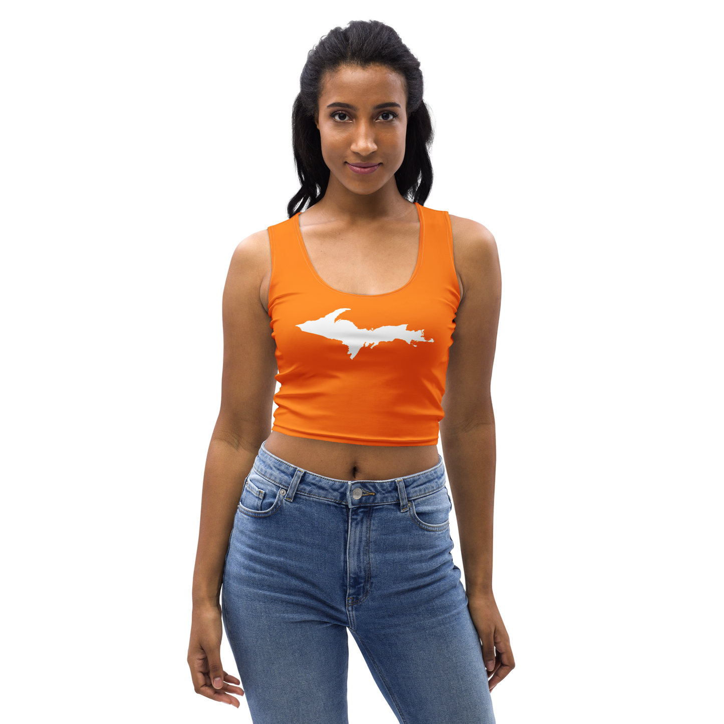 Michigan Upper Peninsula Crop Tank (w/ UP Outline) | Safety Orange