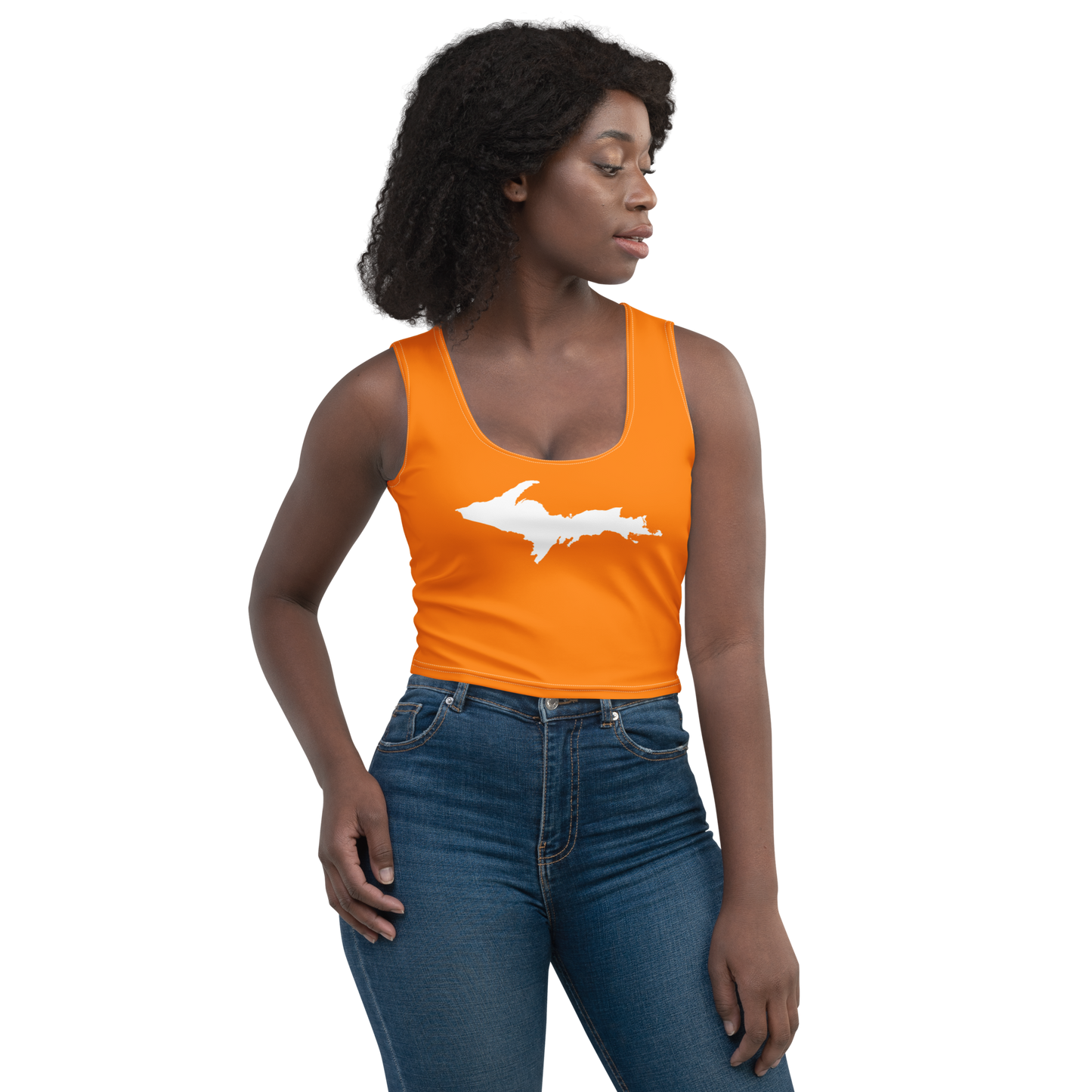 Michigan Upper Peninsula Crop Tank (w/ UP Outline) | Safety Orange