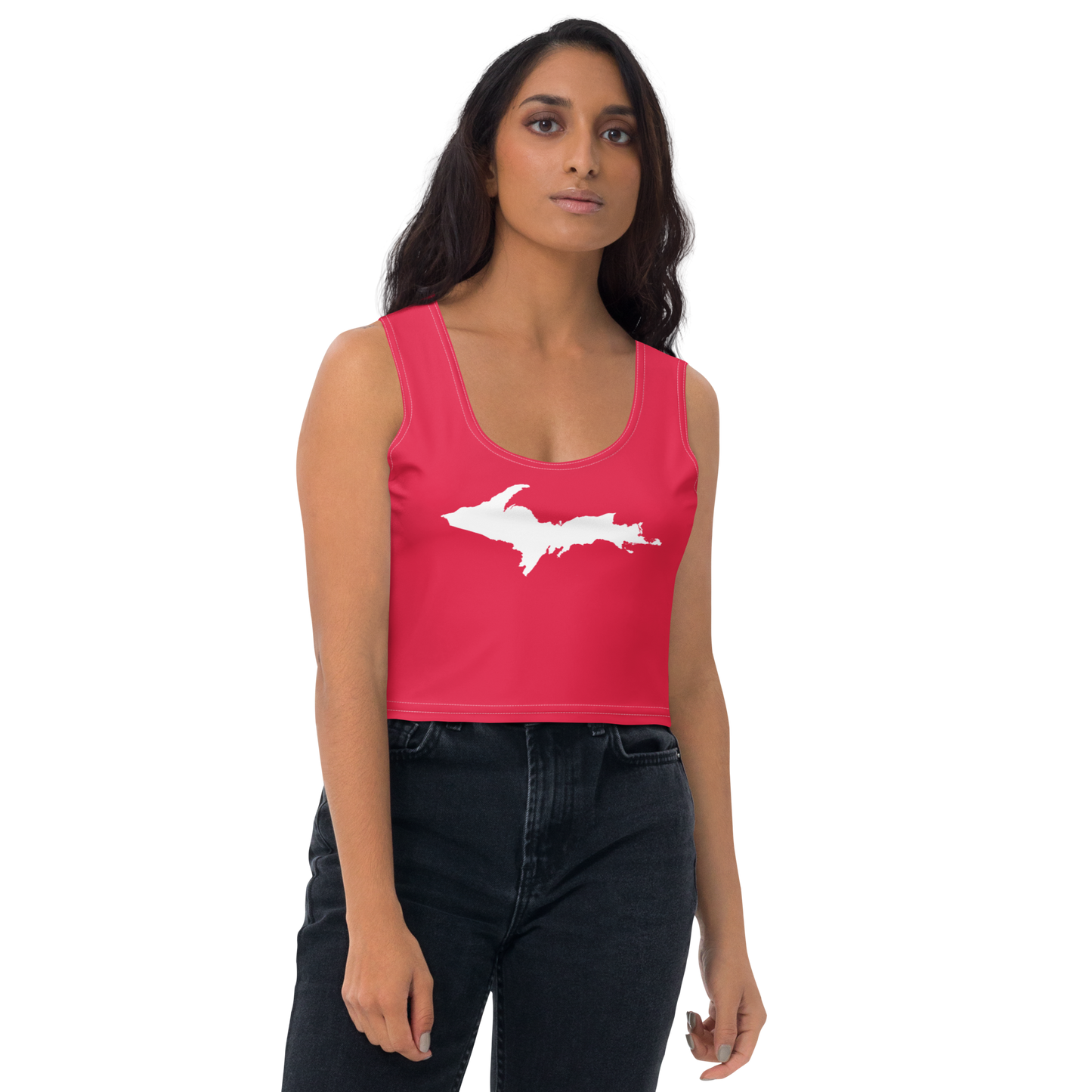 Michigan Upper Peninsula Crop Tank (w/ UP Outline) | Lighthouse Red