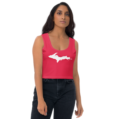 Michigan Upper Peninsula Crop Tank (w/ UP Outline) | Lighthouse Red