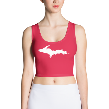 Michigan Upper Peninsula Crop Tank (w/ UP Outline) | Lighthouse Red