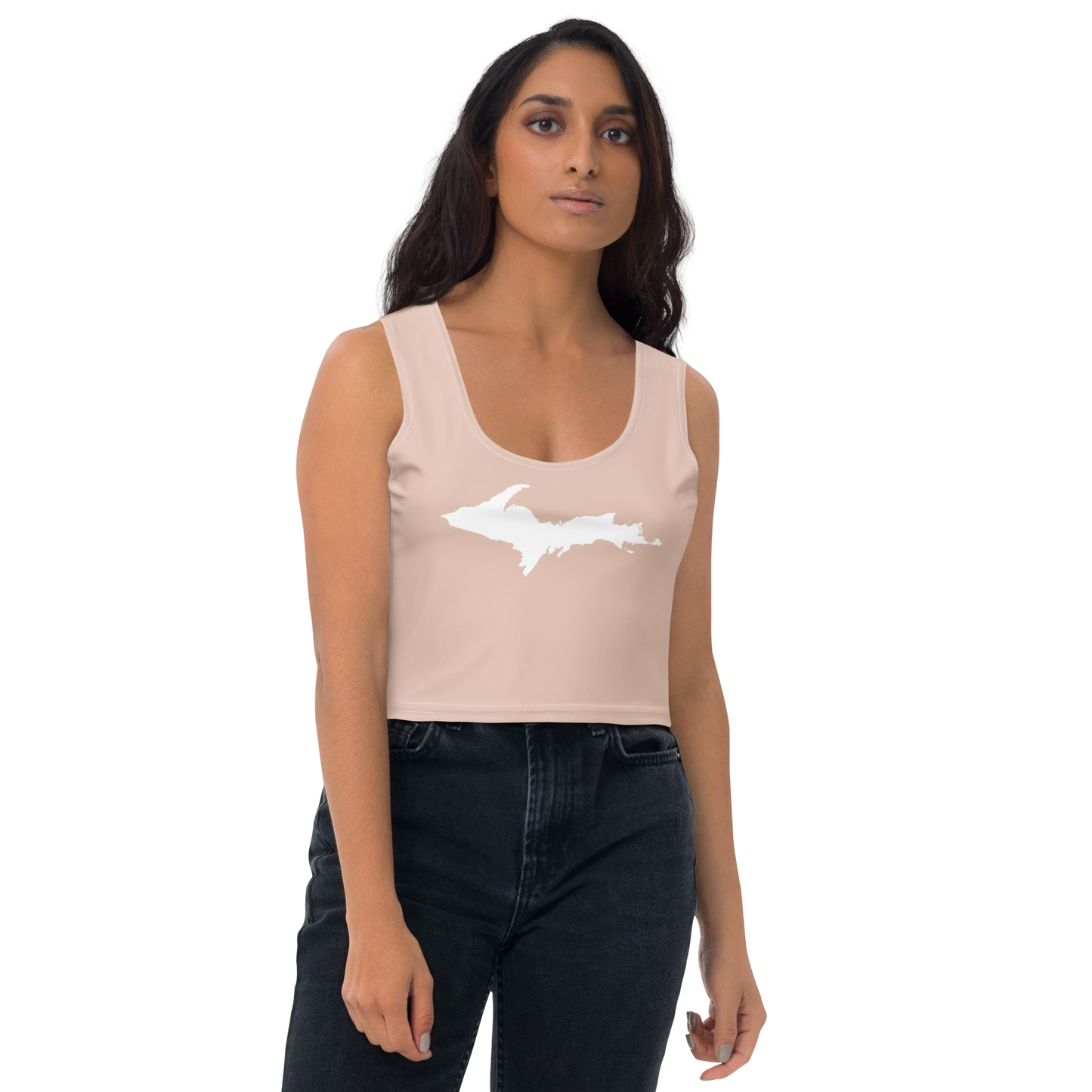 Michigan Upper Peninsula Crop Tank (w/ UP Outline) | Rose Gold