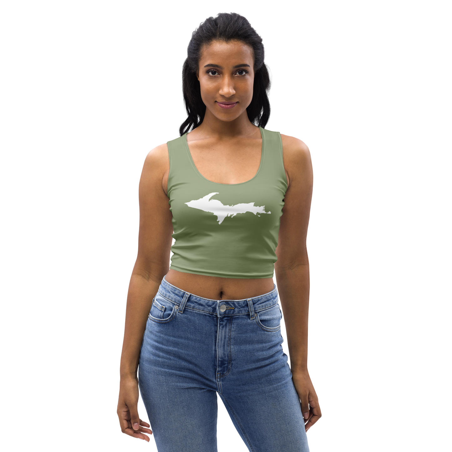 Michigan Upper Peninsula Crop Tank (w/ UP Outline) | Beachgrass Green