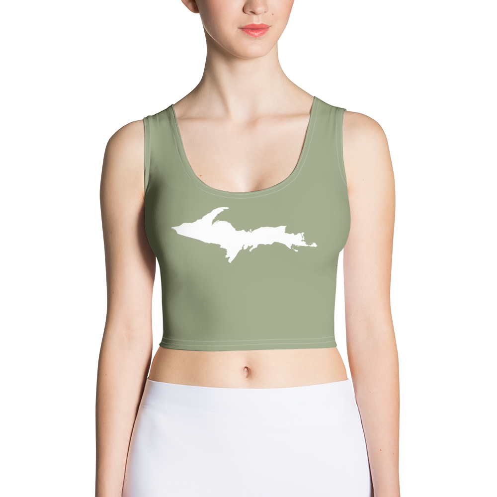 Michigan Upper Peninsula Crop Tank (w/ UP Outline) | Beachgrass Green