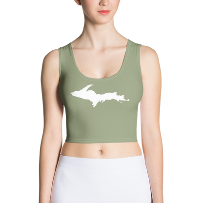 Michigan Upper Peninsula Crop Tank (w/ UP Outline) | Beachgrass Green