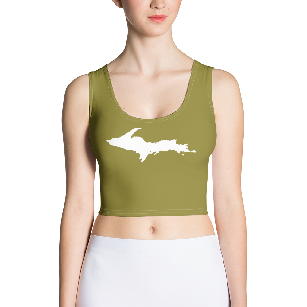 Michigan Upper Peninsula Crop Tank (w/ UP Outline) | Scrub Gold