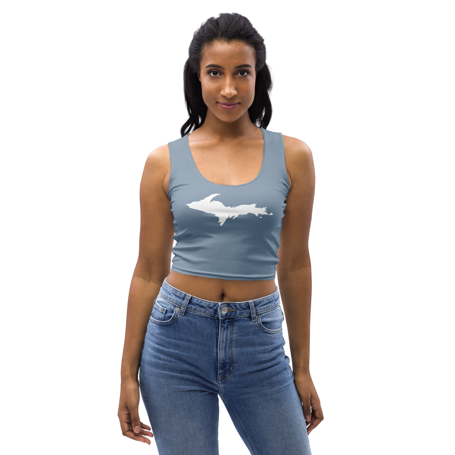 Michigan Upper Peninsula Crop Tank (w/ UP Outline) | B-24 Grey