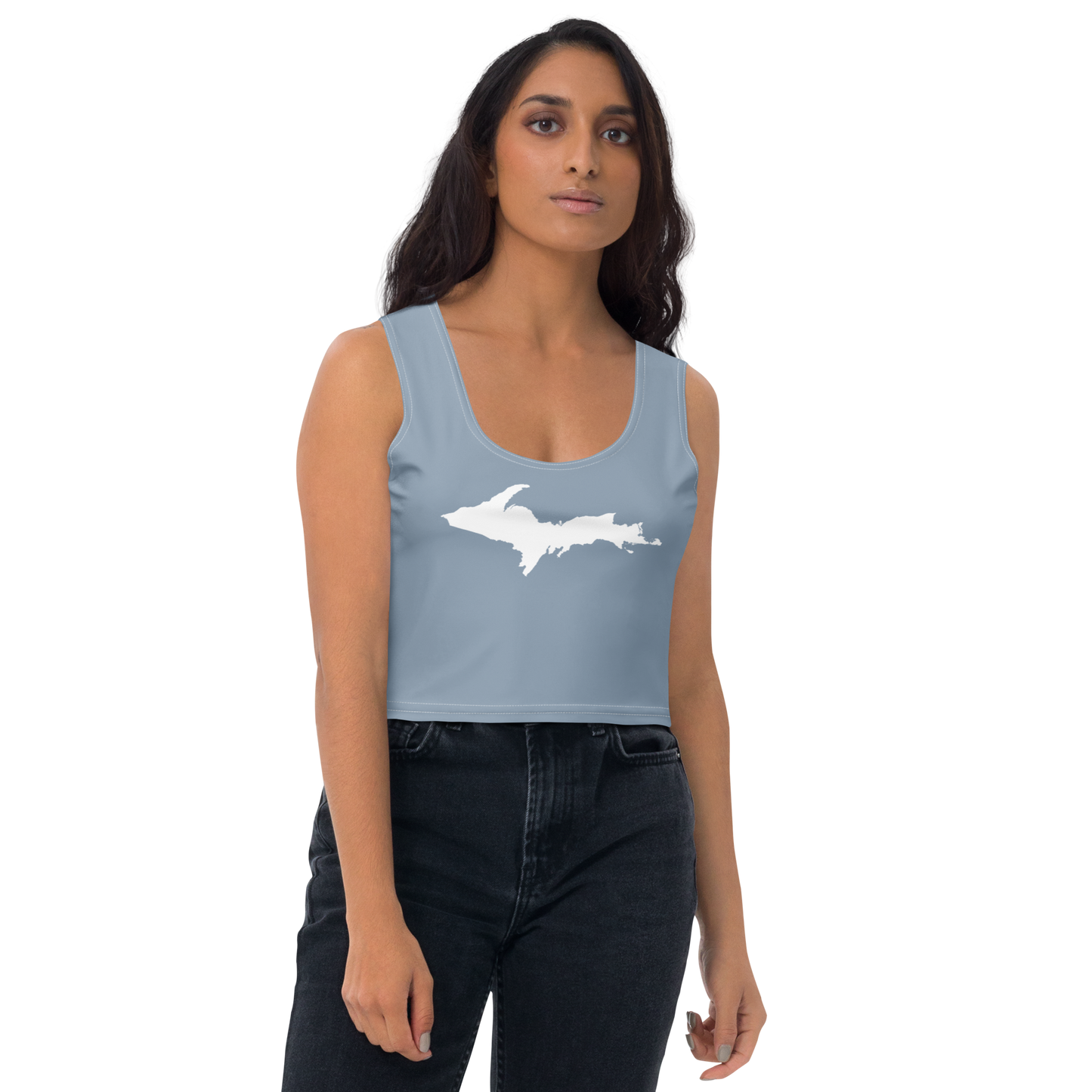 Michigan Upper Peninsula Crop Tank (w/ UP Outline) | B-24 Grey