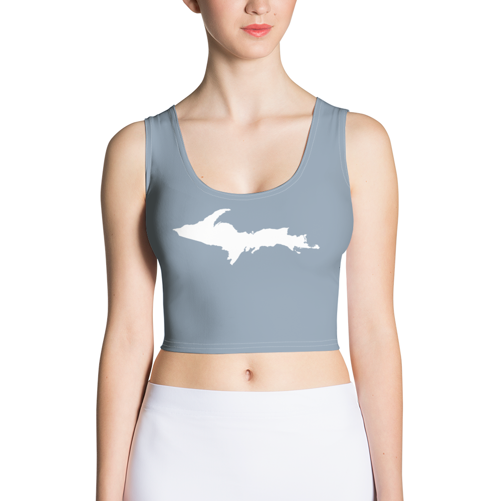 Michigan Upper Peninsula Crop Tank (w/ UP Outline) | B-24 Grey