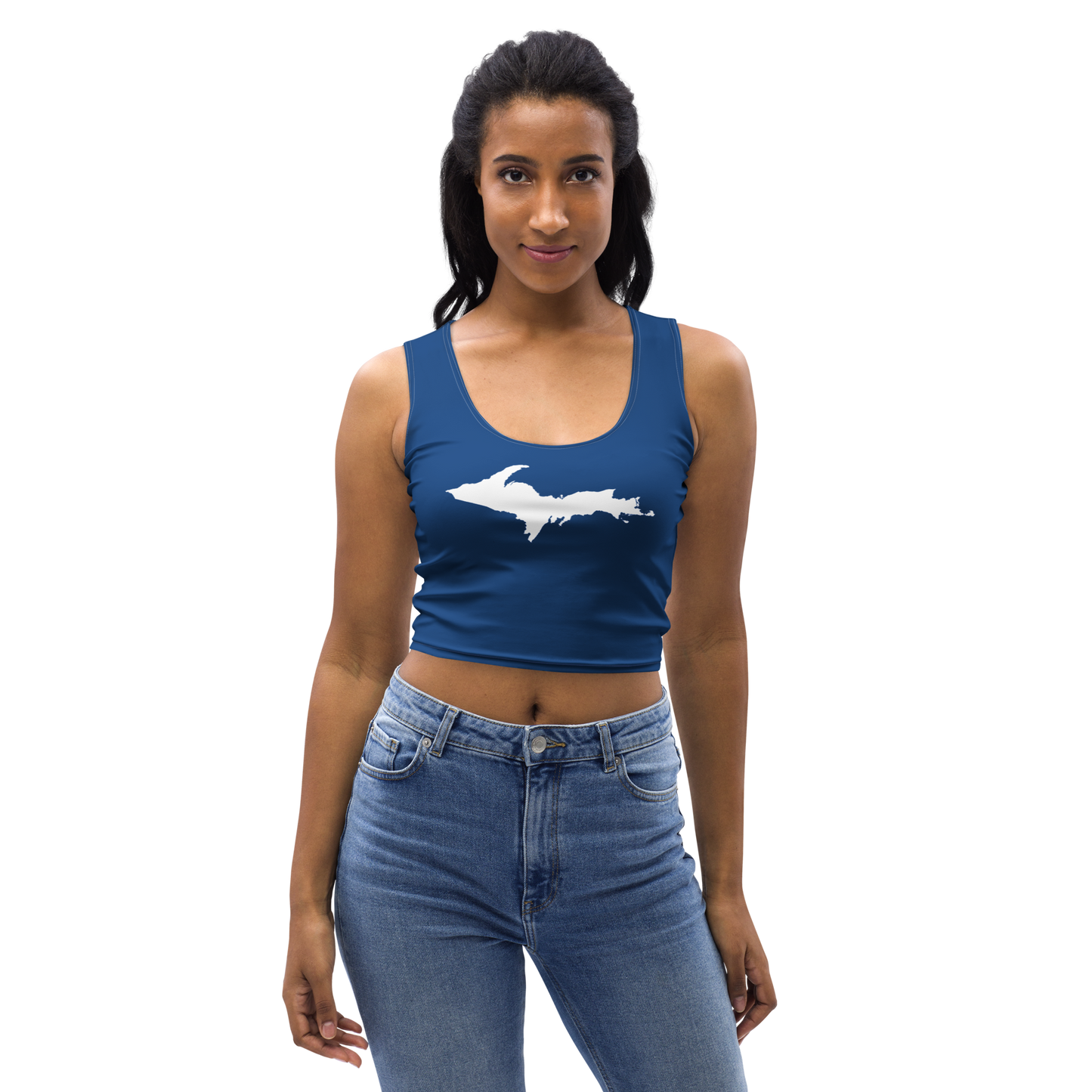 Michigan Upper Peninsula Crop Tank (w/ UP Outline) | Dearborn Blue