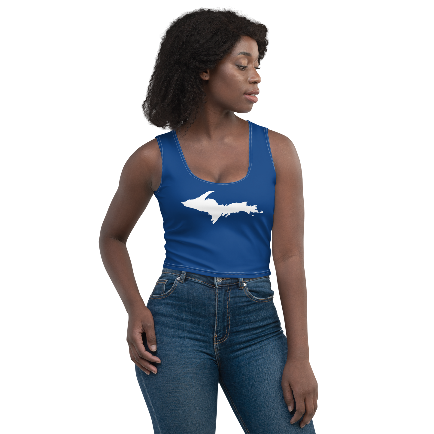 Michigan Upper Peninsula Crop Tank (w/ UP Outline) | Dearborn Blue