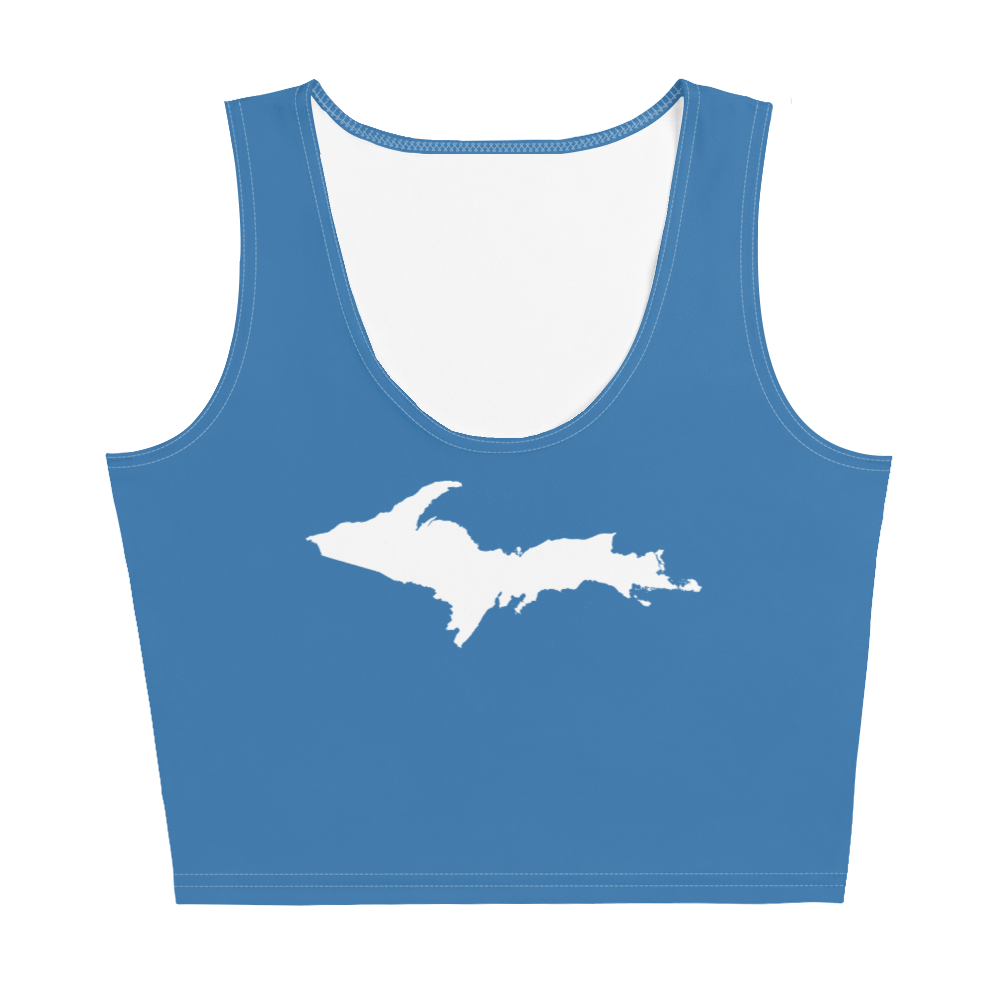 Michigan Upper Peninsula Crop Tank (w/ UP Outline) | Lake Superior Blue