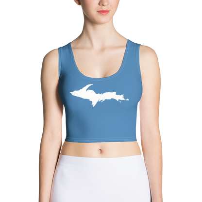 Michigan Upper Peninsula Crop Tank (w/ UP Outline) | Lake Superior Blue