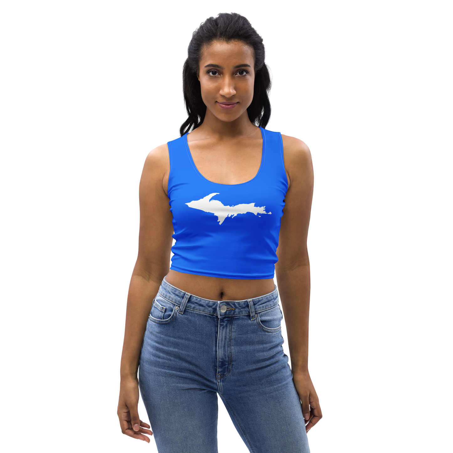 Michigan Upper Peninsula Crop Tank (w/ UP Outline) | Motor Town Blue