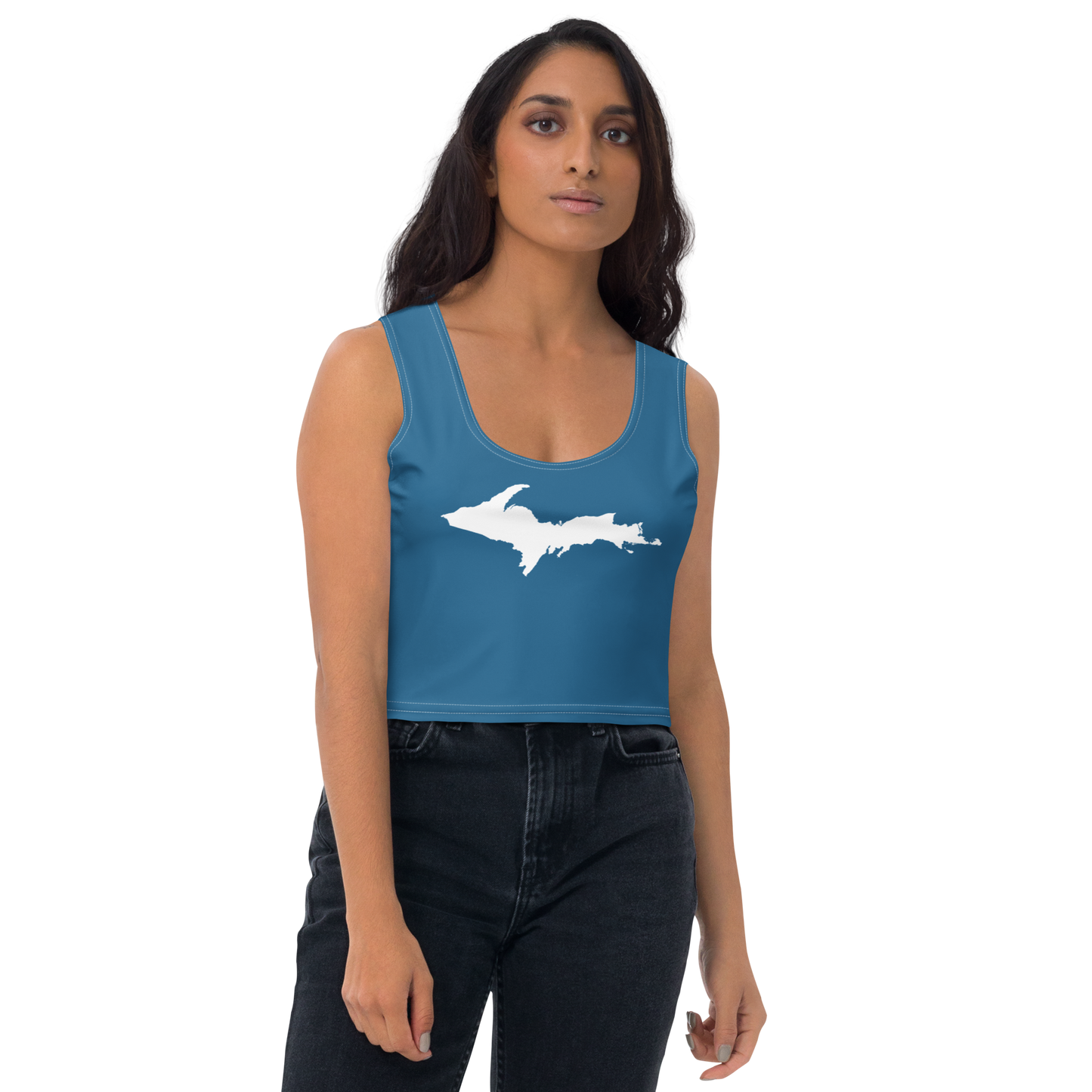 Michigan Upper Peninsula Crop Tank (w/ UP Outline) | Blueberry