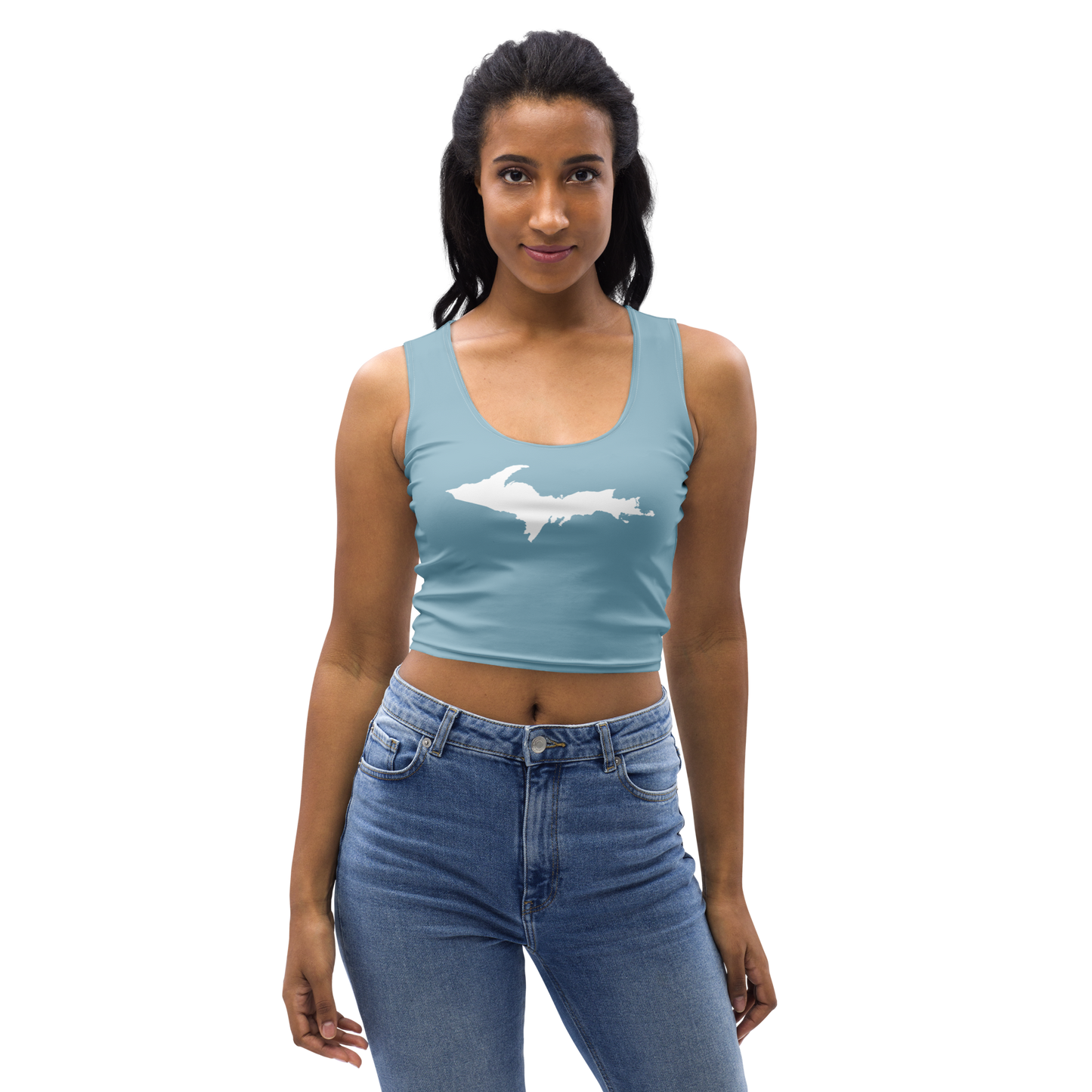 Michigan Upper Peninsula Crop Tank (w/ UP Outline) | Opal Blue