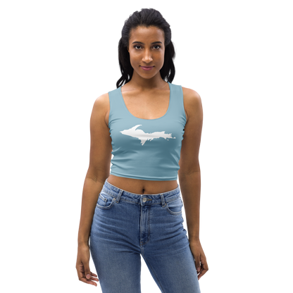 Michigan Upper Peninsula Crop Tank (w/ UP Outline) | Opal Blue