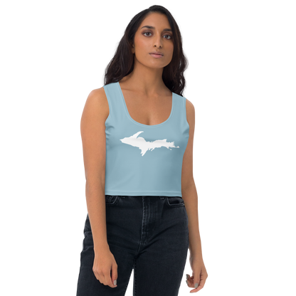 Michigan Upper Peninsula Crop Tank (w/ UP Outline) | Opal Blue