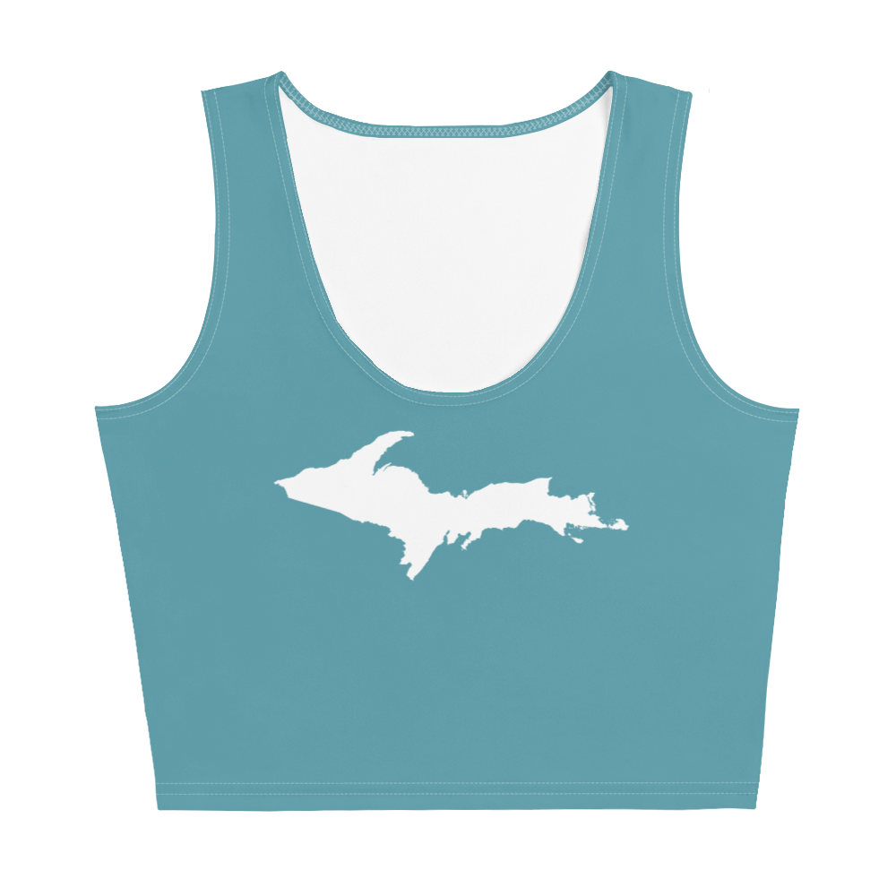 Michigan Upper Peninsula Crop Tank (w/ UP Outline) | Lake Huron Blue