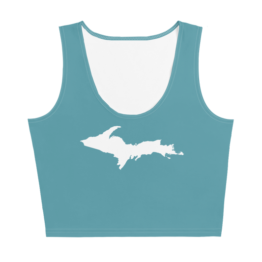 Michigan Upper Peninsula Crop Tank (w/ UP Outline) | Lake Huron Blue