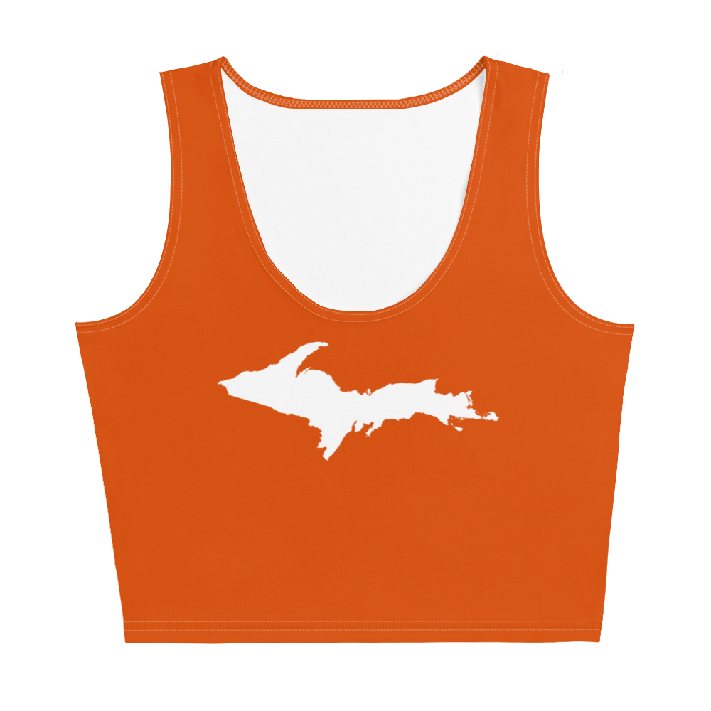 Michigan Upper Peninsula Crop Tank (w/ UP Outline) | Maple Leaf Orange