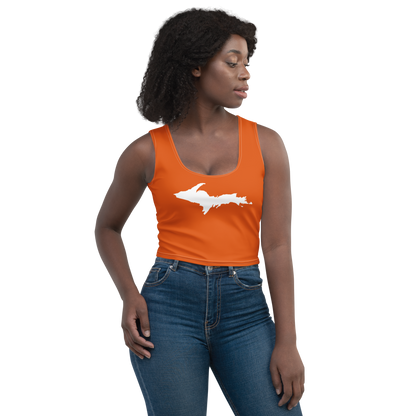 Michigan Upper Peninsula Crop Tank (w/ UP Outline) | Maple Leaf Orange