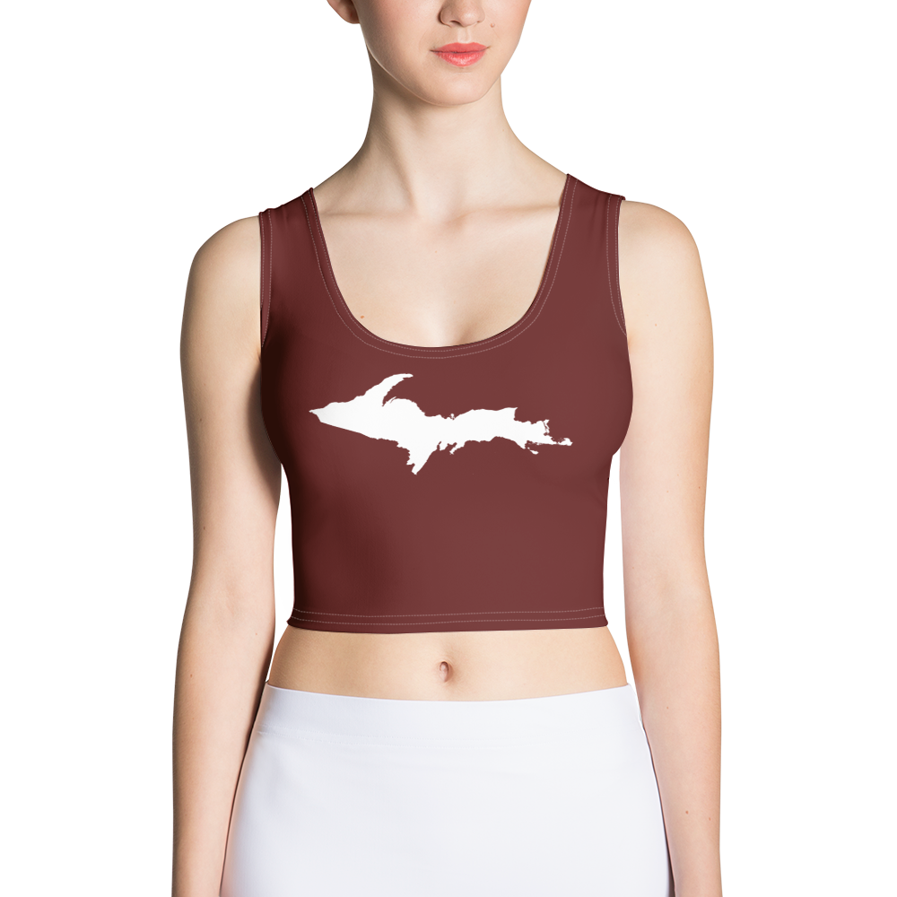 Michigan Upper Peninsula Crop Tank (w/ UP Outline) | Cherrywood Color