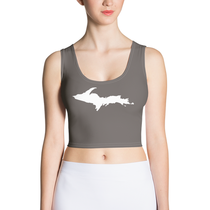 Michigan Upper Peninsula Crop Tank (w/ UP Outline) | Warren Tank Grey