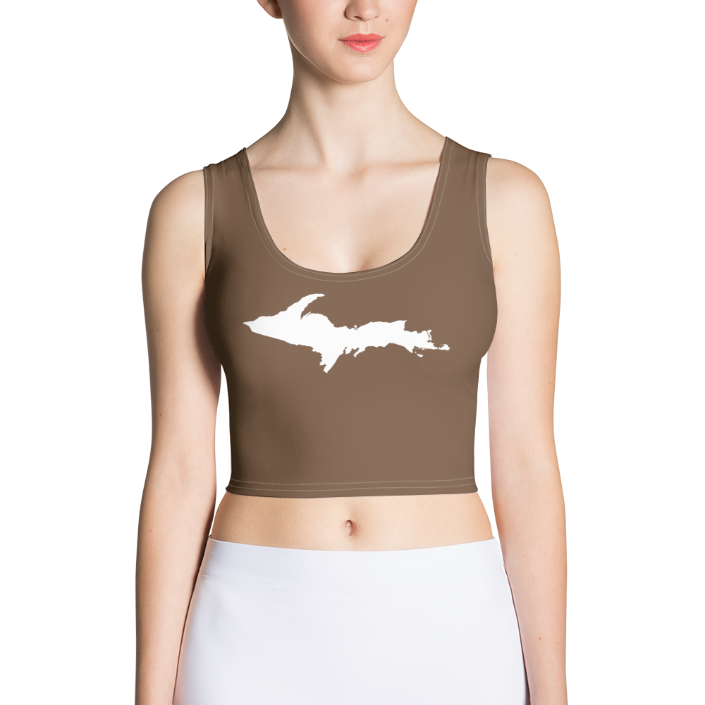 Michigan Upper Peninsula Crop Tank (w/ UP Outline) | Coffee Color