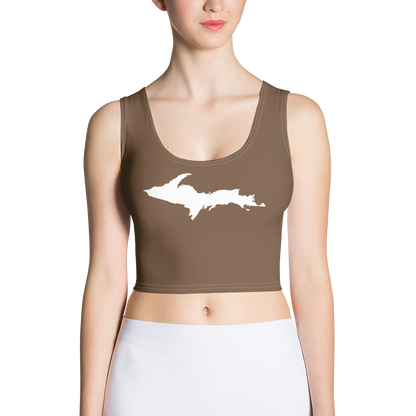 Michigan Upper Peninsula Crop Tank (w/ UP Outline) | Coffee Color