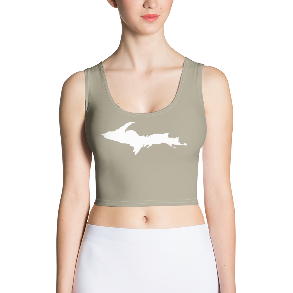 Michigan Upper Peninsula Crop Tank (w/ UP Outline) | Petoskey Stone Grey