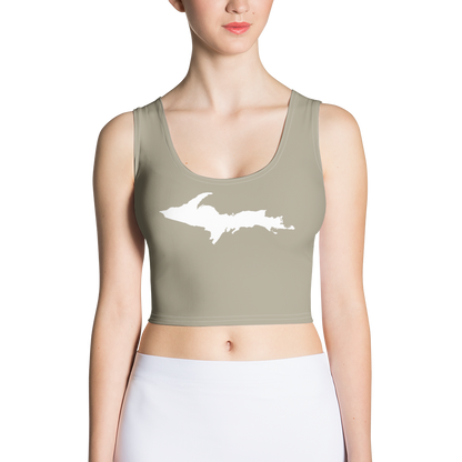 Michigan Upper Peninsula Crop Tank (w/ UP Outline) | Petoskey Stone Grey