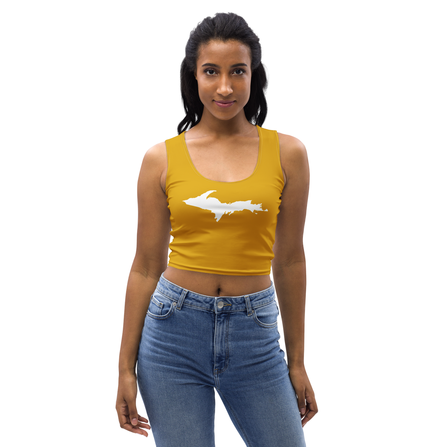 Michigan Upper Peninsula Crop Tank (w/ UP Outline) | Gold