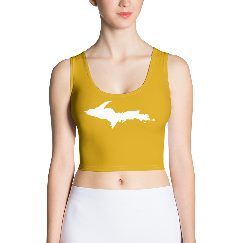 Michigan Upper Peninsula Crop Tank (w/ UP Outline) | Gold