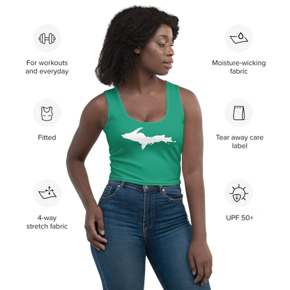 Michigan Upper Peninsula Crop Tank (w/ UP Outline) | Emerald Green