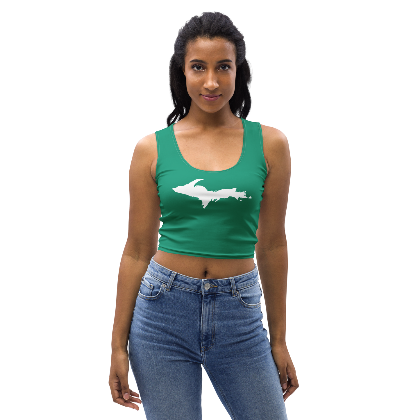 Michigan Upper Peninsula Crop Tank (w/ UP Outline) | Emerald Green