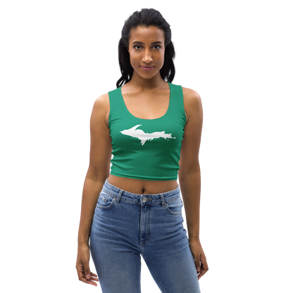 Michigan Upper Peninsula Crop Tank (w/ UP Outline) | Emerald Green