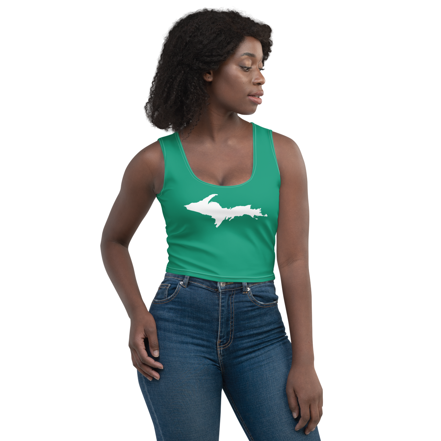 Michigan Upper Peninsula Crop Tank (w/ UP Outline) | Emerald Green