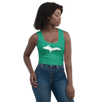 Michigan Upper Peninsula Crop Tank (w/ UP Outline) | Emerald Green