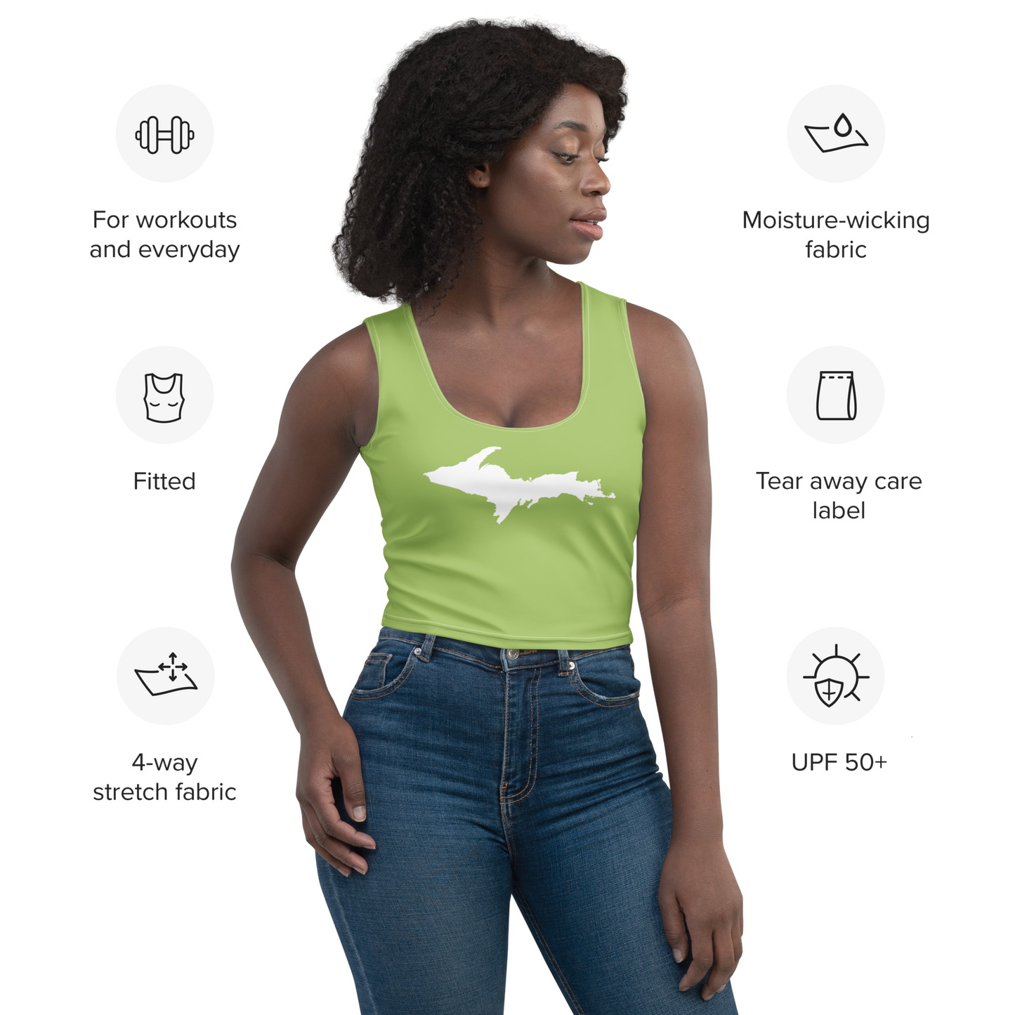 Michigan Upper Peninsula Crop Tank (w/ UP Outline) | Gooseberry Green